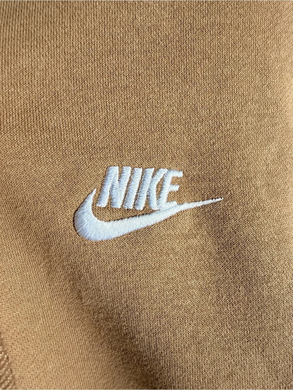 Nike Men's Club Fleece Tan Pullover Hoodie with White Logo